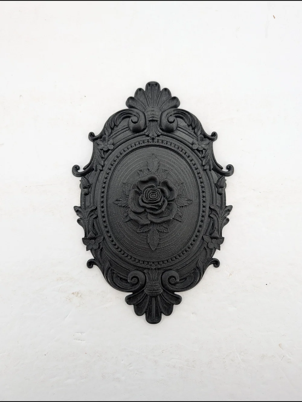 Black Floral Oval Wall Plaque - Decorative Home Wall Decor